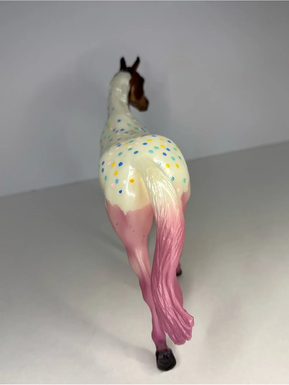 Decorative Pinto Horse Figurine in Brown, Cream & Pink